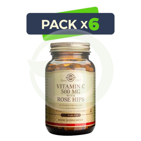 Pack 6x Rose Hips C 500Mg. 100 Cápsulas Solgar