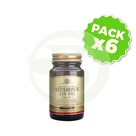 Pack 6x Vitamina E 200UI (134Mg.) 250 Cápsulas Solgar