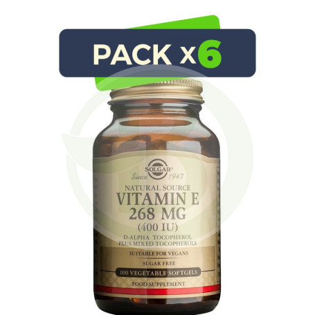 Pack 6x Vitamina E 400UI (268Mg.) 50 Cápsulas Vegetales Solgar
