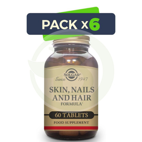 Pack 6x Fórmula Pelo, Piel y Uñas 60 Comprimidos Solgar