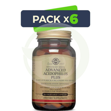 Pack 6x Advanced Acidophilus Plus 60 Capsulas Solgar