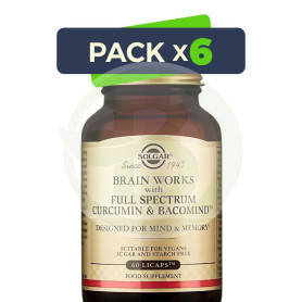 Pack 6x Brain Works 60 Cápsulas Vegetales Solgar