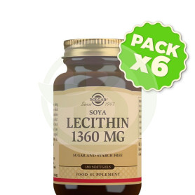 Pack 6x Lecitina De Soja 1360Mg 180 Cápsulas Solgar