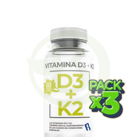 Pack 3x Vitamina D3+K2 60 Cápsulas Bequisa
