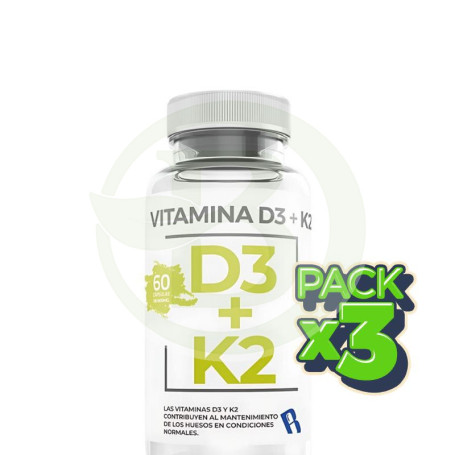 Pack 3x Vitamina D3+K2 60 Cápsulas Bequisa