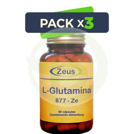 Pack 3x L-Glutamina 90 Cápsulas Zeus