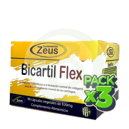 Pack 3x Bicartil Flex 90 Cápsulas Vegetales Zeus