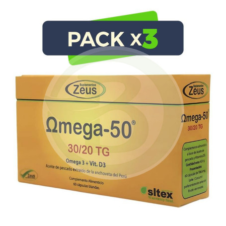 Pack 3x Omega-50 30/20 Tg 60 Cápsulas Zeus