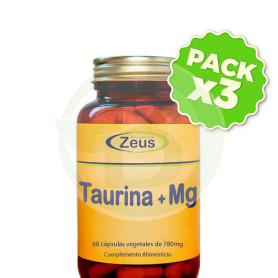 Pack 3x Taurina + Mg 60 Cápsulas Vegetales Zeus