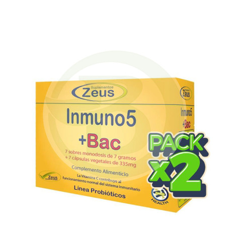 Pack 2x Inmuno 5 + Bac Sobres y Capsulas Zeus