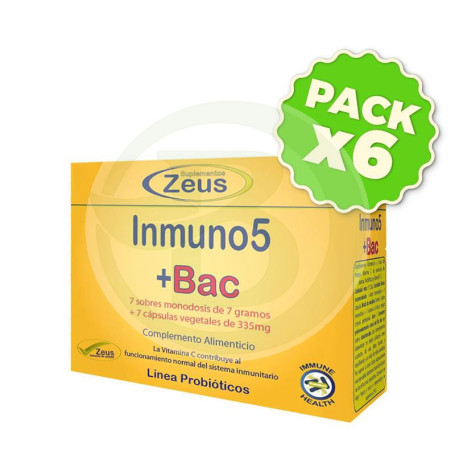 Pack 6x Inmuno 5 + Bac Sobres y Capsulas Zeus