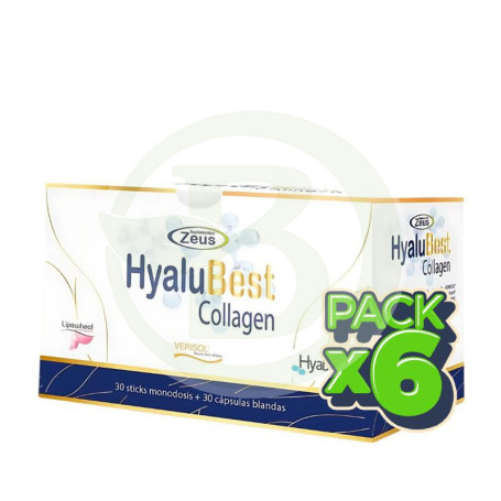 Pack 6x Hyalubest Collagen 30 Sticks + 30 Cápsulas Zeus