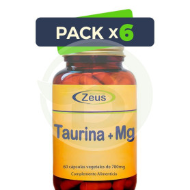 Pack 6x Taurina + Mg 60 Cápsulas Vegetales Zeus
