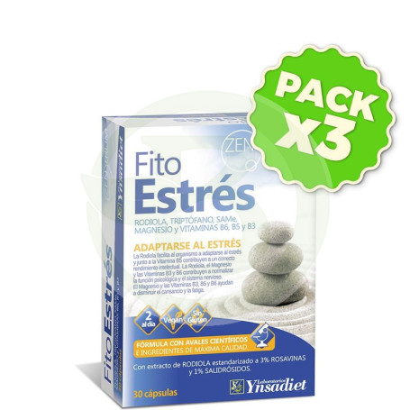 Pack 3x Zentrum Fito Estres 30 Cápsulas Vegetales