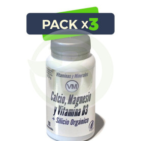 Pack 3x Calcio, Magnesio y Vitamina D3 + Silicio Orgánico 90 Comprimidos Ynsadiet