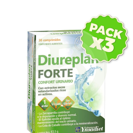Pack 3x Diureplan Forte 30 Comprimidos Ynsadiet