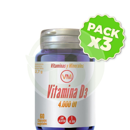 Pack 3x Vitamina D3 4000 Ui 60 Capsulas Vegetales Ynsadiet