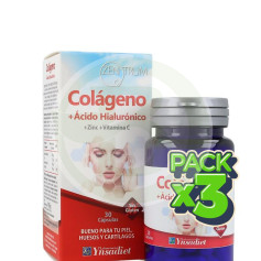 Pack 3x Zentrum Colágeno + Ácido Hialurónico 30 Comprimidos Ynsadiet