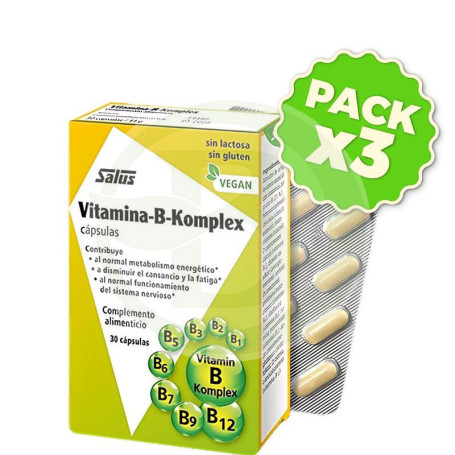 Pack 3x Vitamina B Komplex 30 Cápsulas Salus
