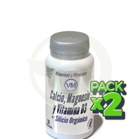 Pack 2x Calcio, Magnesio y Vitamina D3 + Silicio Orgánico 90 Comprimidos Ynsadiet