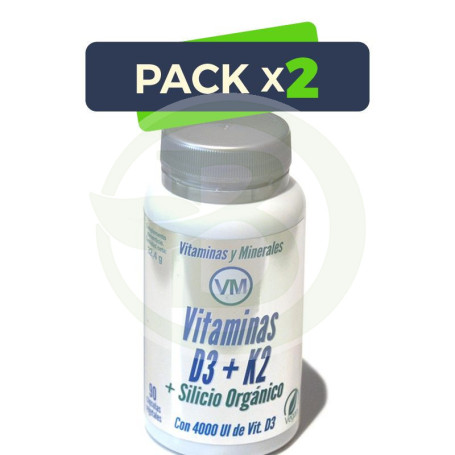 Pack 2x Vitamina D3 + K2 + Silicio Orgánico 90 Cápsulas Ynsadiet