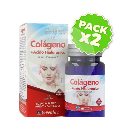 Pack 2x Zentrum Colágeno + Ácido Hialurónico 30 Comprimidos Ynsadiet