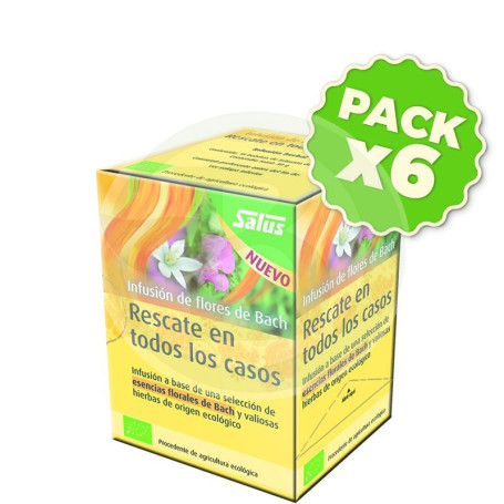 Pack 6x Infusión Flores de Bach Rescate en Todos los Casos Salus
