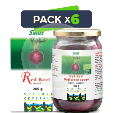 Pack 6x Remolacha Roja en Cristales 200Gr. Salus