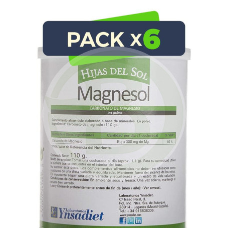 Pack 6x Magnesol Carbonato de Magnesio 110Gr. YnsadietDIET