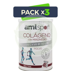 Pack 3x Colágeno, Magnesio y Vitamina C AMLSport Fresa 350Gr. Ana Maria Lajusticia