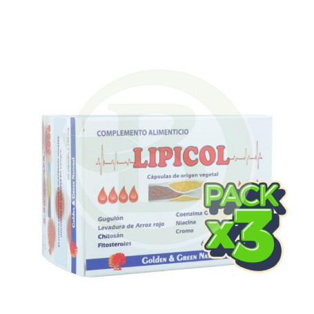Pack 3x Lipicol 60 Capsulas Golden Green