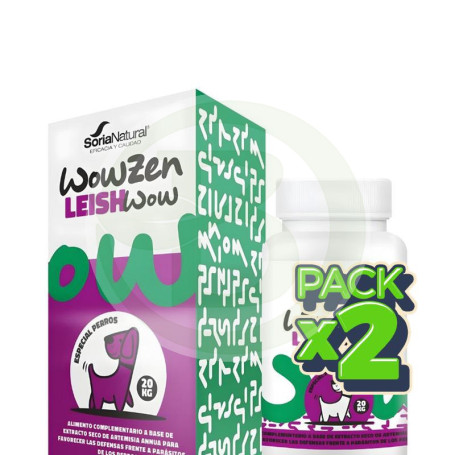 Pack 2x Leish Wow Perros 20Kg 60 Comprimidos Soria Natural