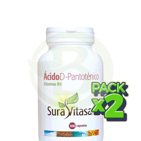 Pack 2x Ácido D-Pantoténico 100 Cápsulas Sura Vitasan