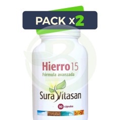 Pack 2x Hierro 15 90 Cápsulas Sura Vitasan
