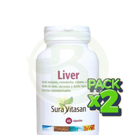 Pack 2x Liver 650Mg. 45 Cápsulas Sura Vitasan