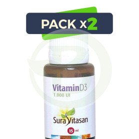 Pack 2x Vitamina D3 15Ml. Sura Vitasan