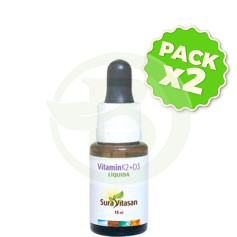 Pack 2x Vitamina K2 y D3 15Ml. Sura Vitasan