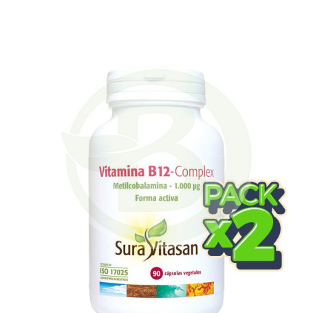 Pack 2x Vitamina B12 Complex 90 Cápsulas Sura Vitasan