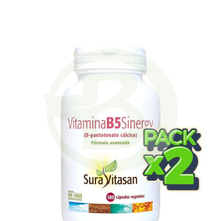 Pack 2x Vitamina B5 Sinergy 180 Cápsulas Sura Vitasan
