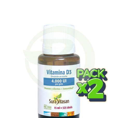 Pack 2x Vitamina D3 4.000 Ui 15Ml Sura Vitasan