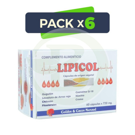 Pack 6x Lipicol 60 Capsulas Golden Green