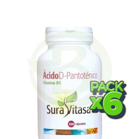 Pack 6x Ácido D-Pantoténico 100 Cápsulas Sura Vitasan