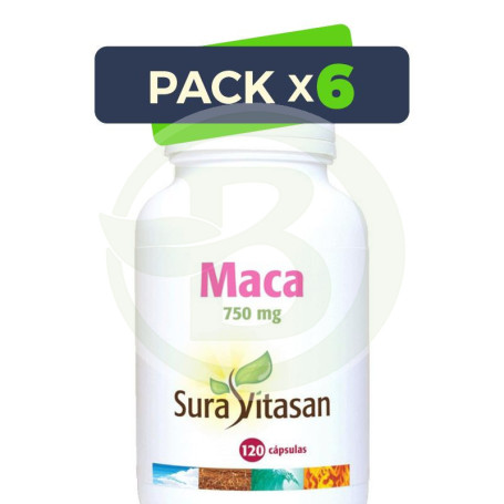 Pack 6x Maca 750Mg. 120 Cápsulas Sura Vitasan