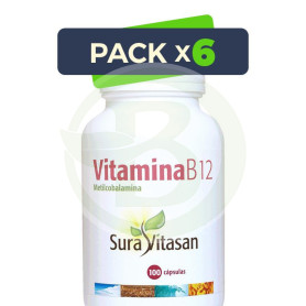 Pack 6x Vitamina B12 500Mcg. 100 Cápsulas Sura Vitasan