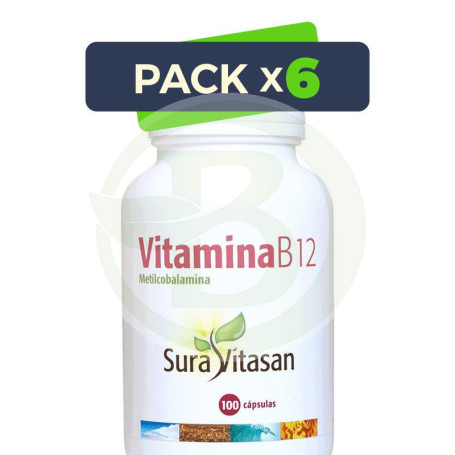 Pack 6x Vitamina B12 500Mcg. 100 Cápsulas Sura Vitasan