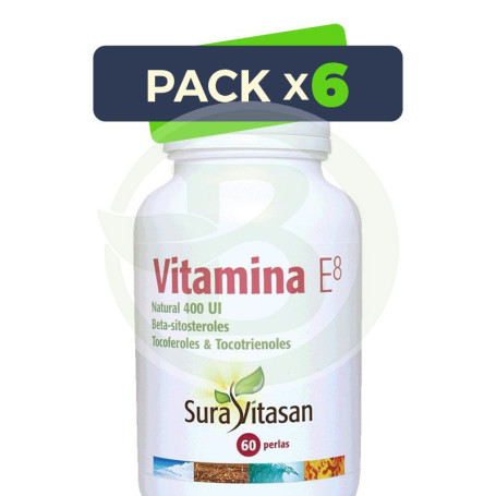 Pack 6x Vitamina E8 400U.I. 60 Perlas Sura Vitasan