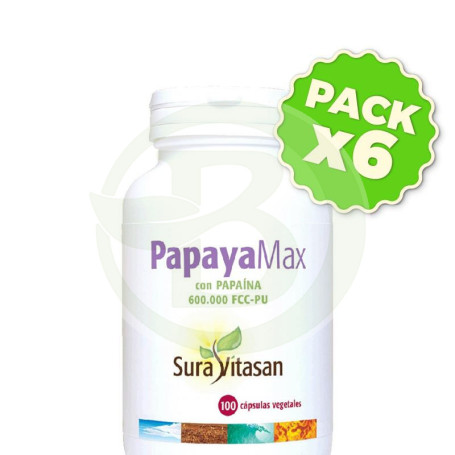 Pack 6x Papaya Plus 100 Cápsulas Sura Vitasan
