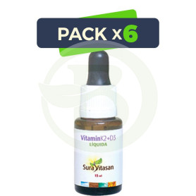 Pack 6x Vitamina K2 y D3 15Ml. Sura Vitasan