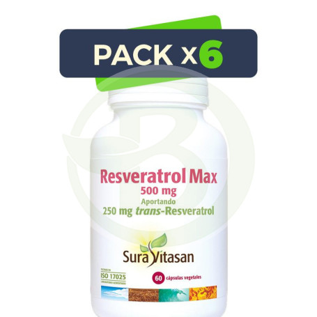 Pack 6x Resveratrol Max 60 Cápsulas Sura Vitasan