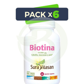 Pack 6x Biotina 60 Cápsulas Sura Vitasan